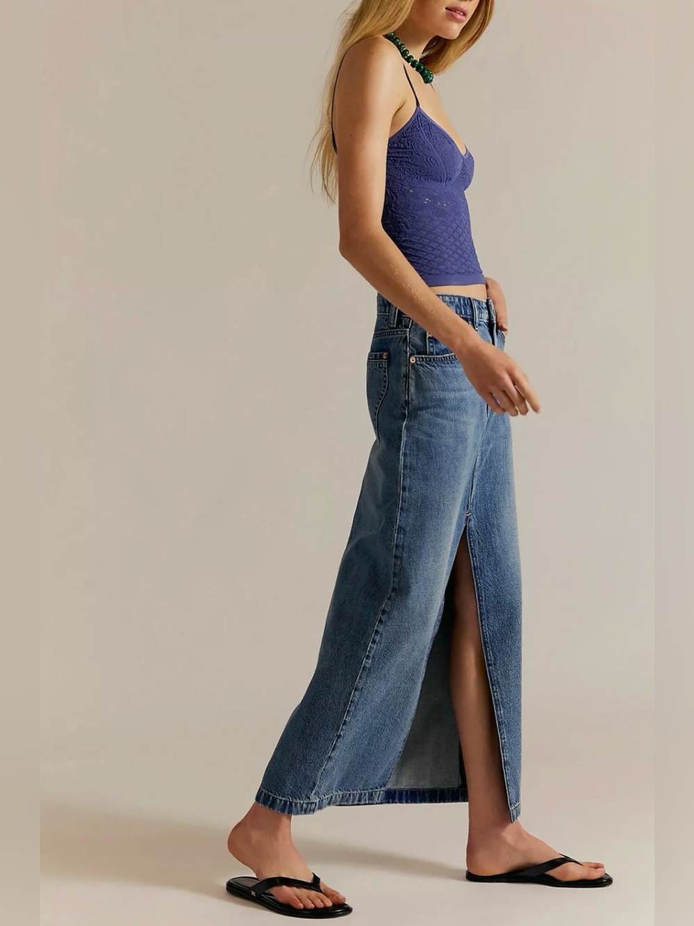 BNWT Free People We The Free Nothing Better Denim Maxi Skirt size 27,28 - Picture 3 of 8